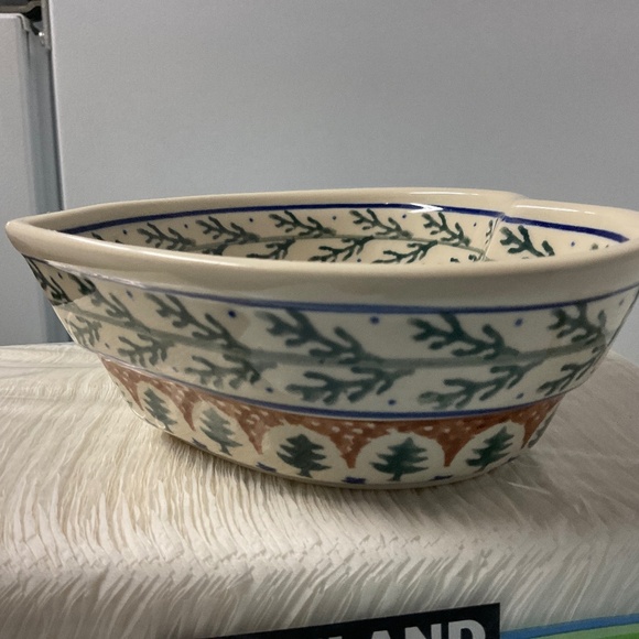 Polish Pottery Pine Tree Heart Shaped Bowl Boleslawiec - Picture 4 of 7